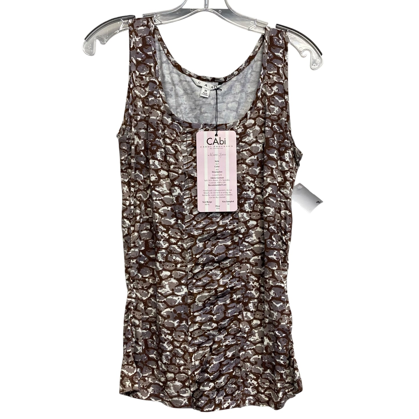 Top Sleeveless By Cabi In Brown & Cream, Size:M