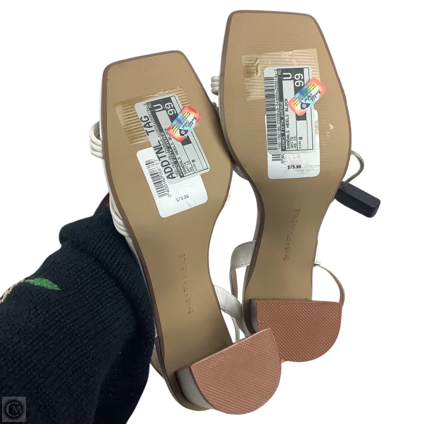 Sandals Heels Block By Saks Fifth Avenue In White, Size: 9