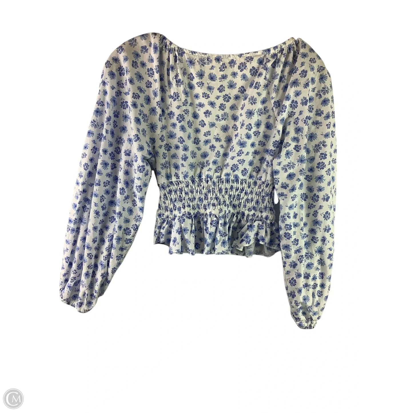 Top Long Sleeve By Olivaceous In Blue & White, Size: S