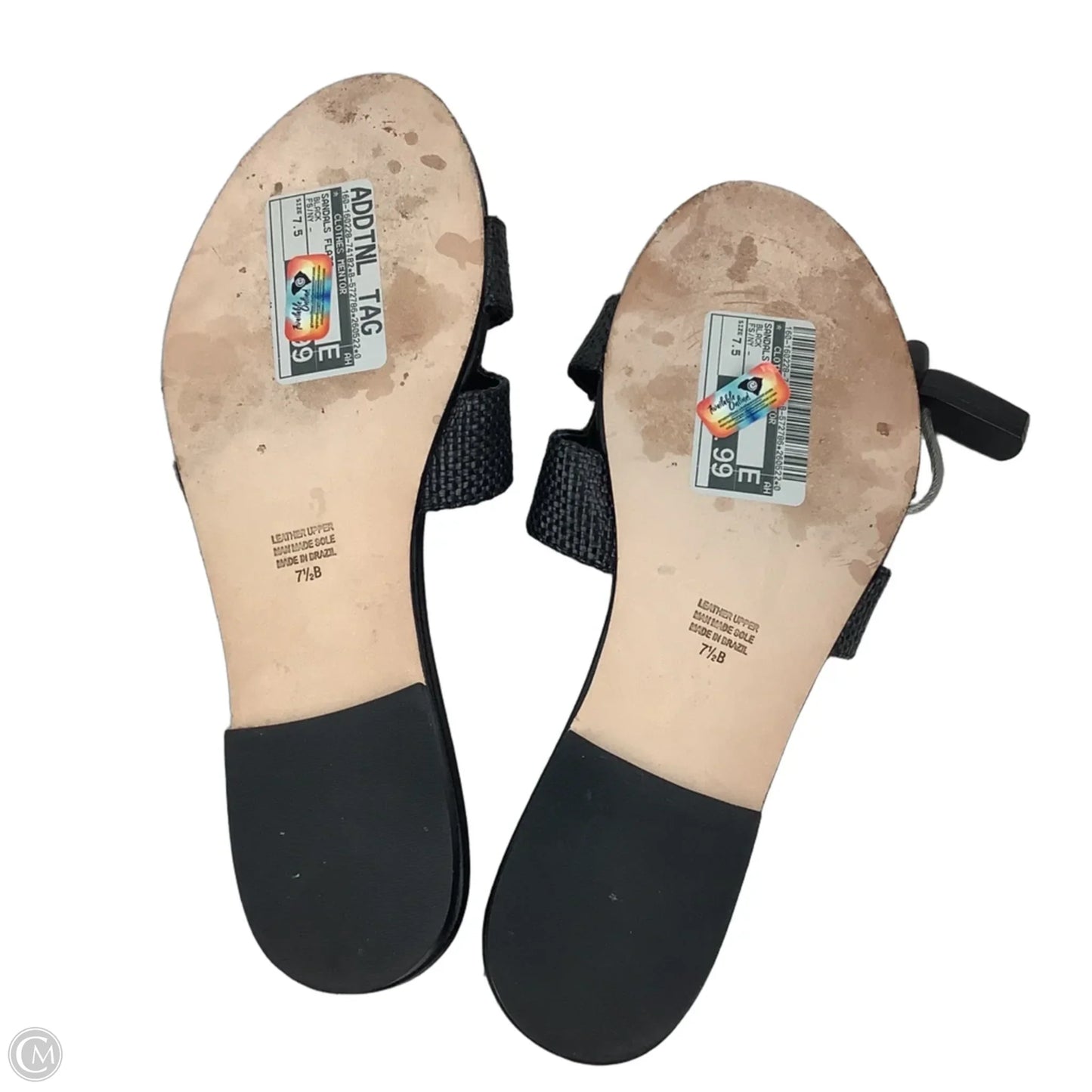 Sandals Flats By Clothes Mentor In Black, Size: 7.5