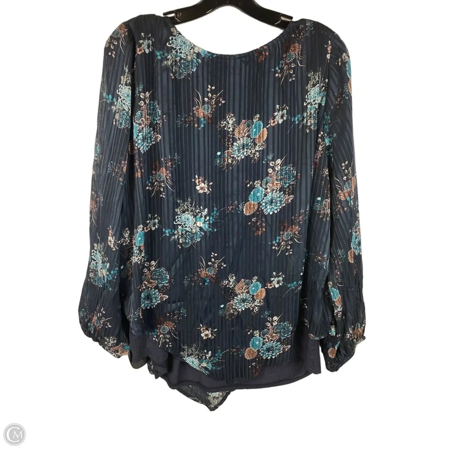 Top Long Sleeve By In Studio In Navy, Size: 1x