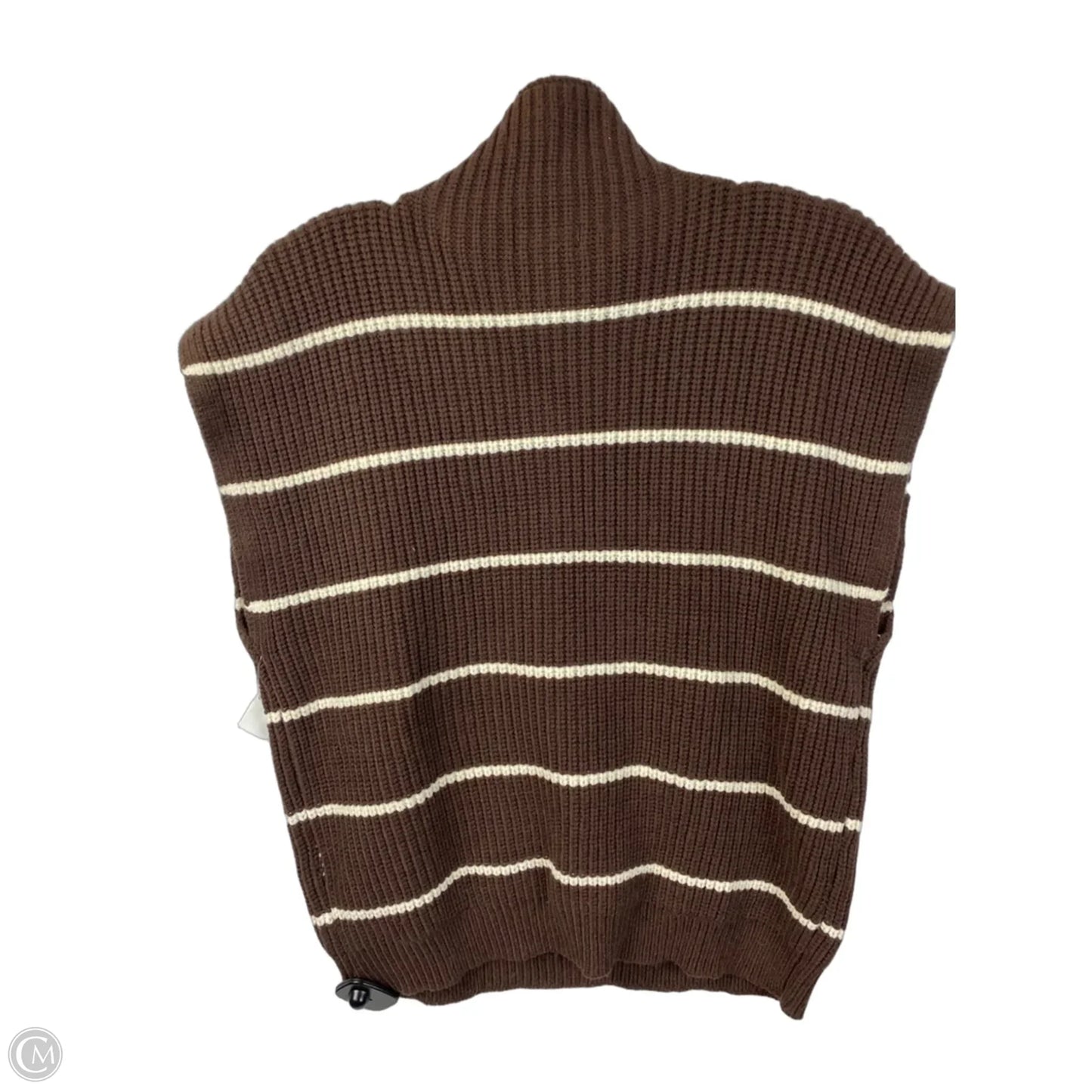 Vest Sweater By Elan In Striped Pattern, Size: L