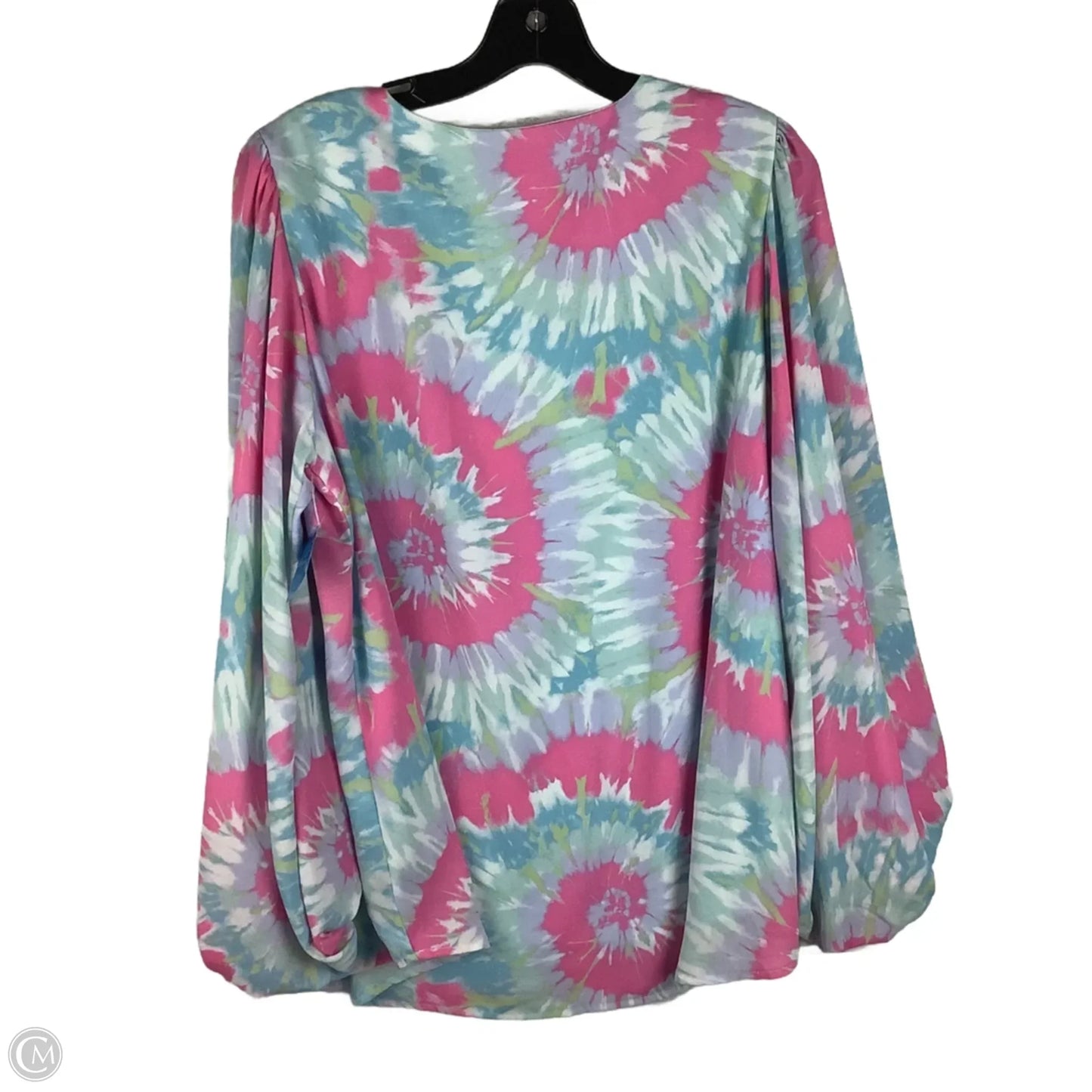 Top Long Sleeve By Adrienne In Blue & Pink, Size: Xl