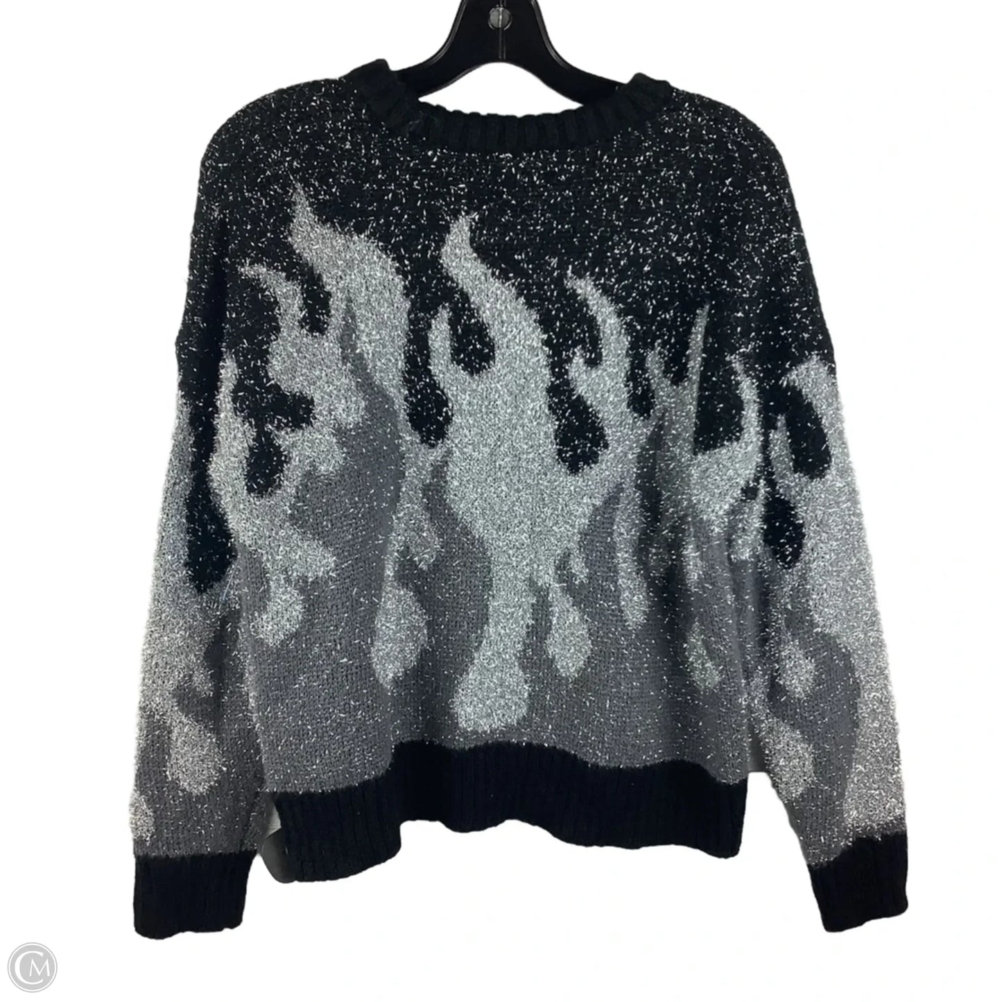 Sweater By Forever 21 In Black & Silver, Size: S