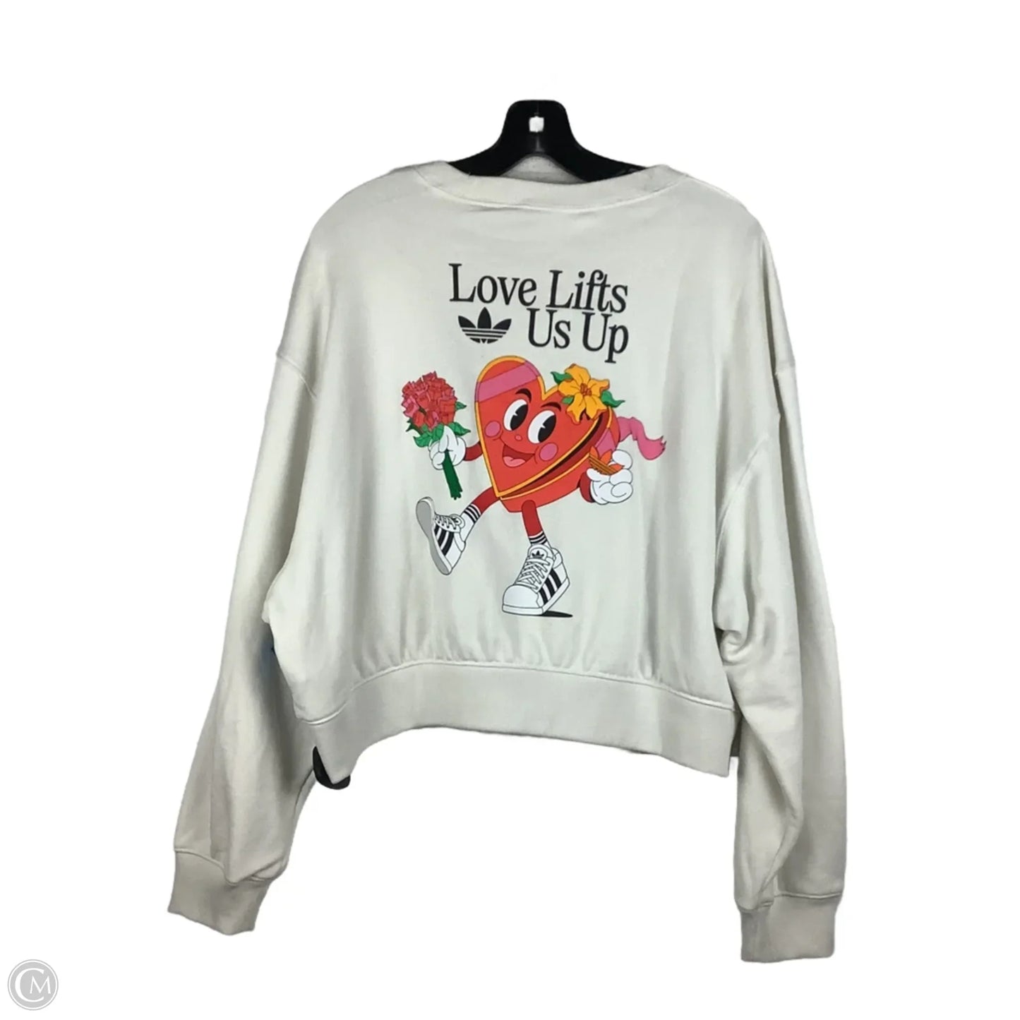 Athletic Sweatshirt Crewneck By Adidas In White, Size: M