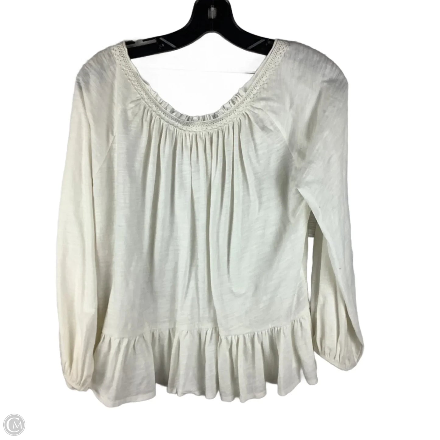 Top Long Sleeve By Hem & Thread In Cream, Size: S