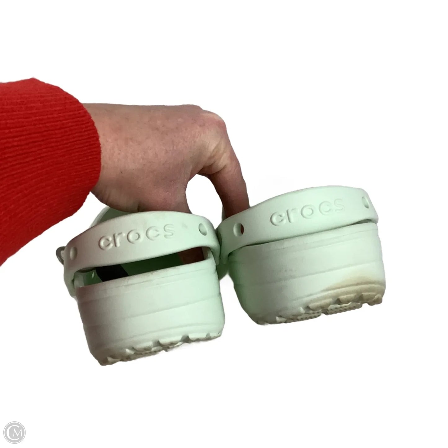 Shoes Flats By Crocs In Green, Size: 9