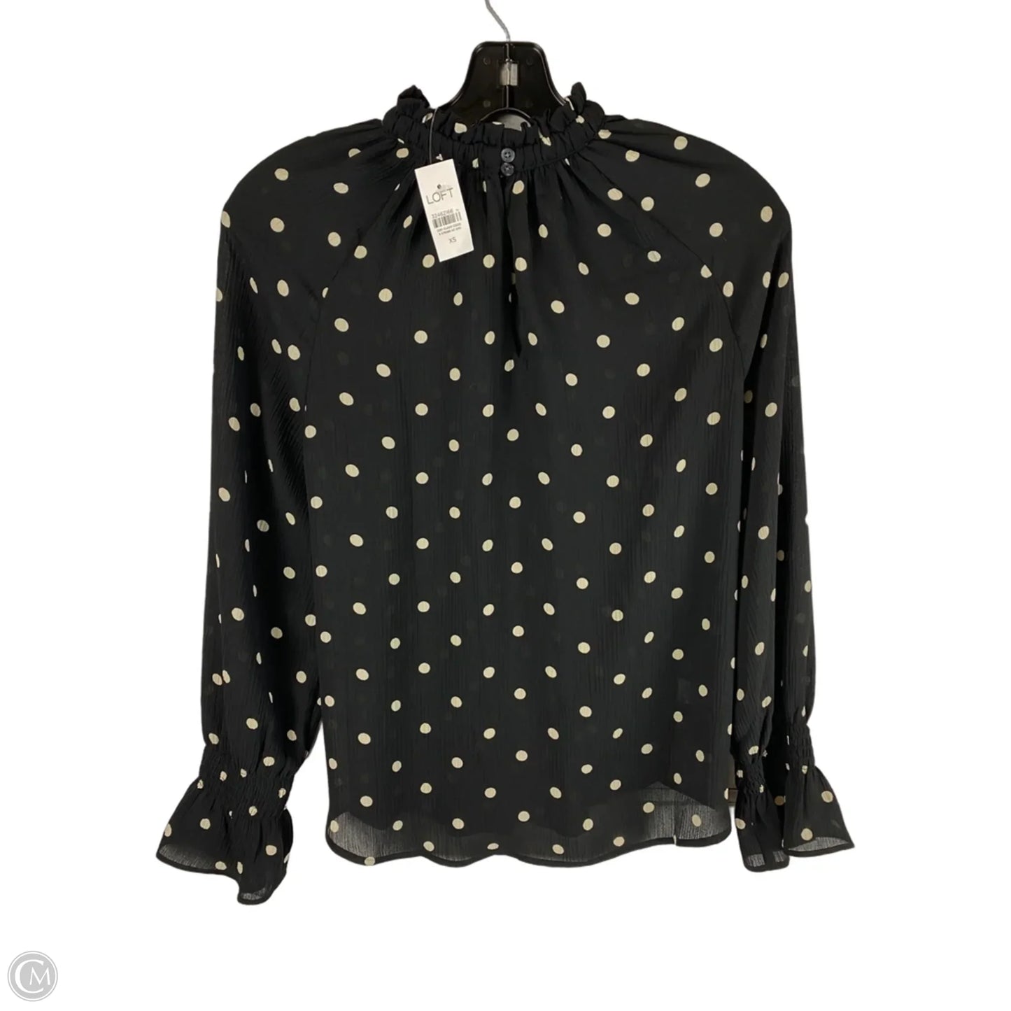 Top Long Sleeve By Loft In Polka dot Print, Size: Xs