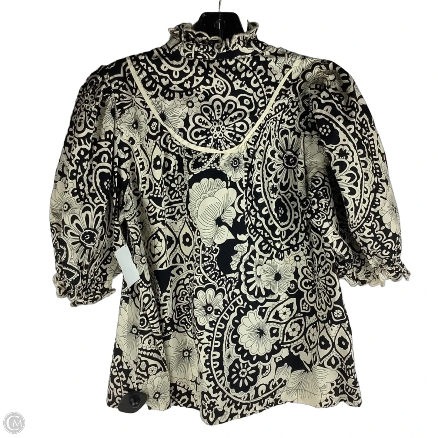 Top Short Sleeve By Umgee In Black & Cream, Size: S