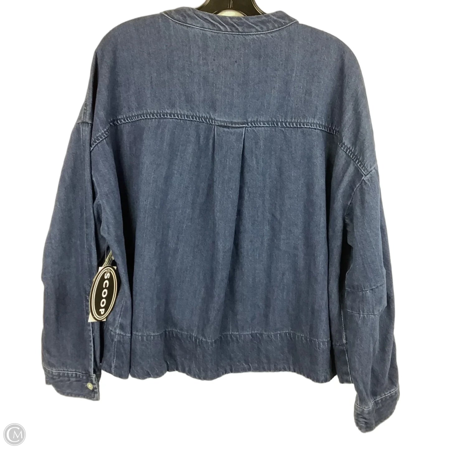 Jacket Shirt By Scoop In Blue Denim, Size: L