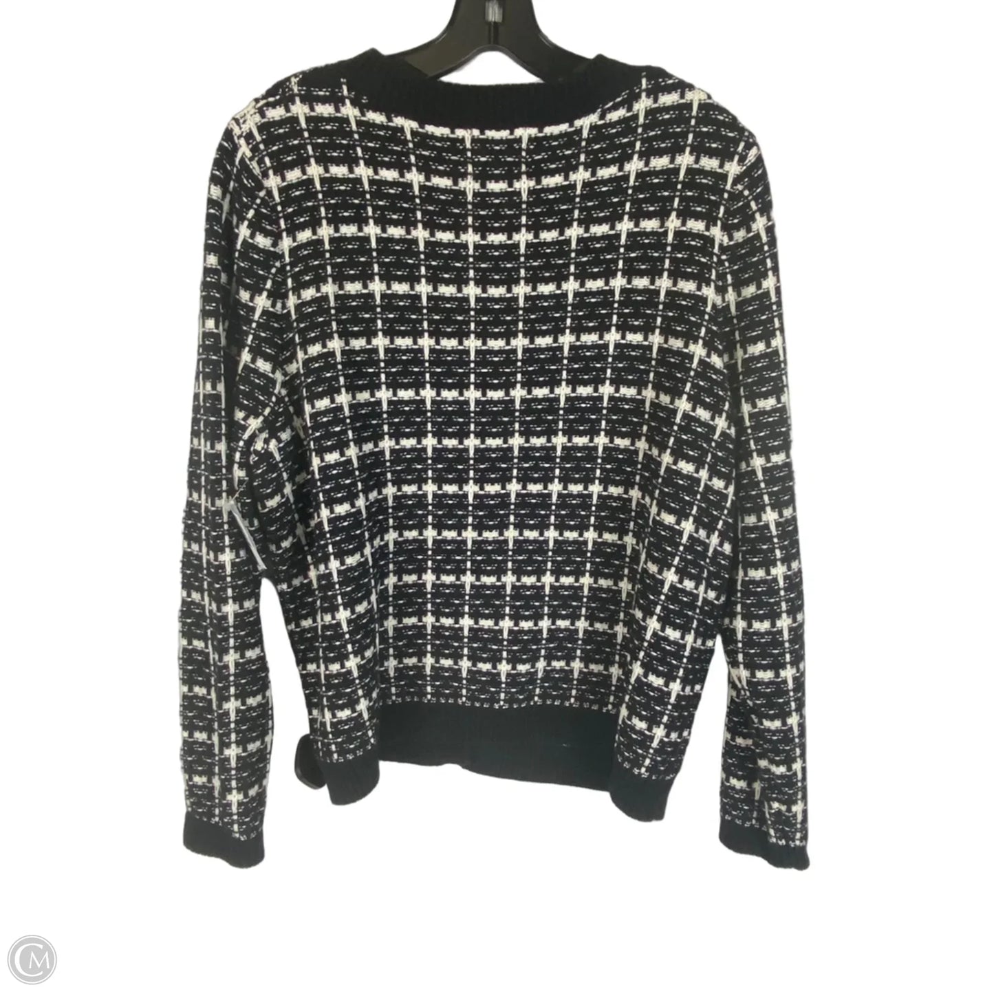 Cardigan By Clothes Mentor In Black & White, Size: L