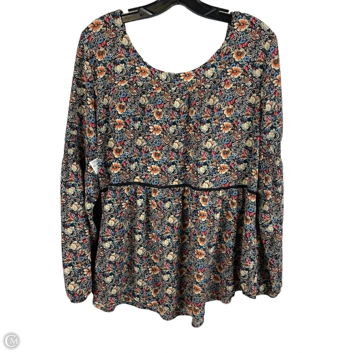 Top Long Sleeve By Knox Rose In Floral Print, Size: Xxl
