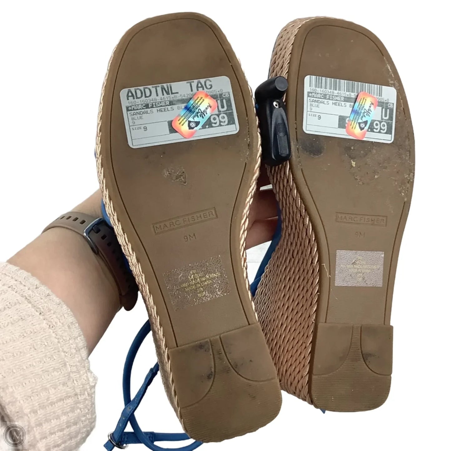 Sandals Heels Block By Marc Fisher In Blue, Size: 9