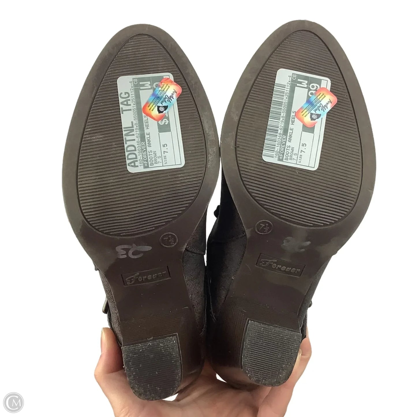 Boots Ankle Heels By Forever In Brown, Size: 7.5