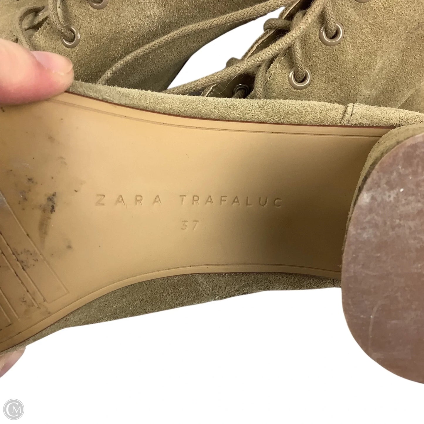 Boots Ankle Heels By Zara Trafaluc In Beige, Size: 37