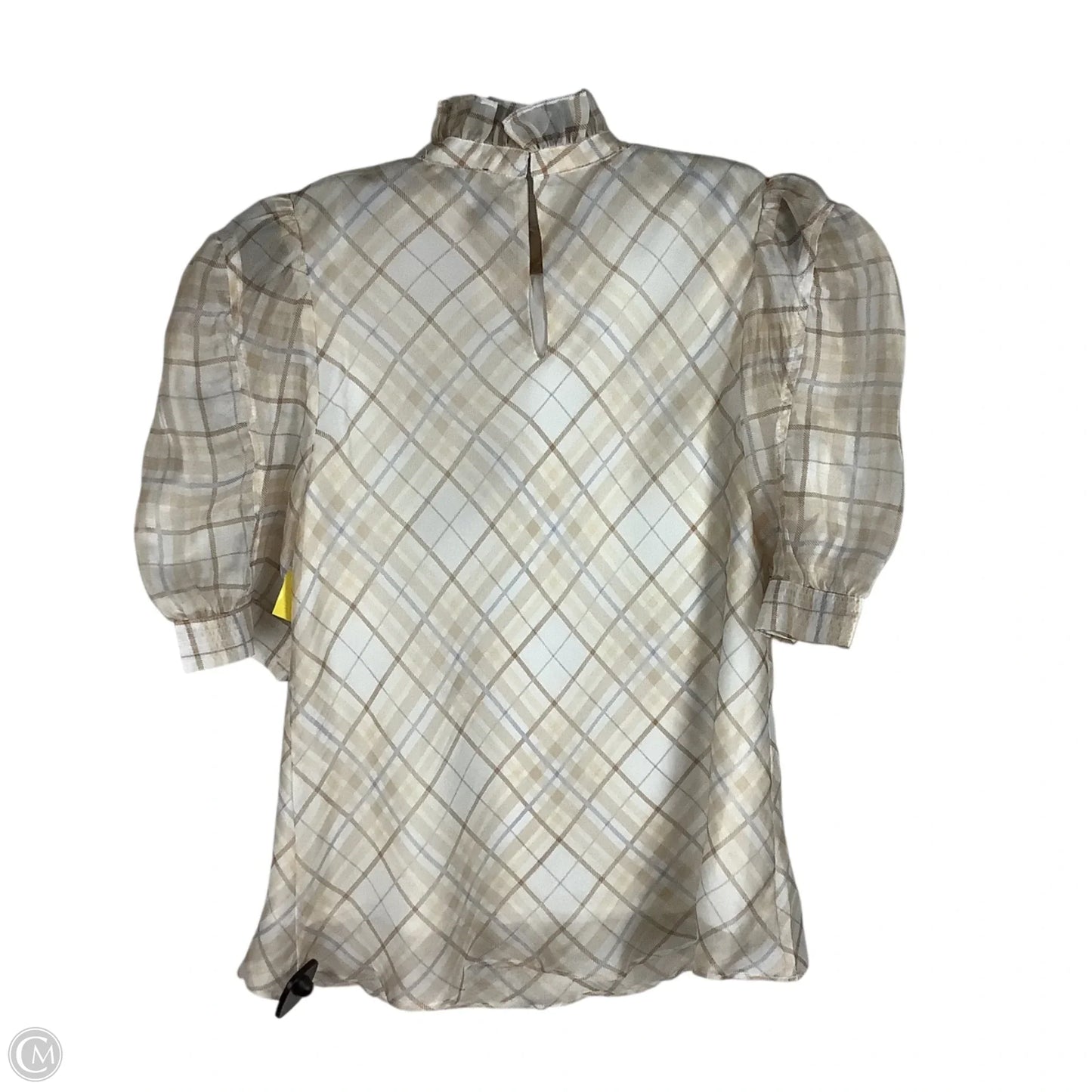 Top Short Sleeve By En Saison In Plaid Pattern, Size: M