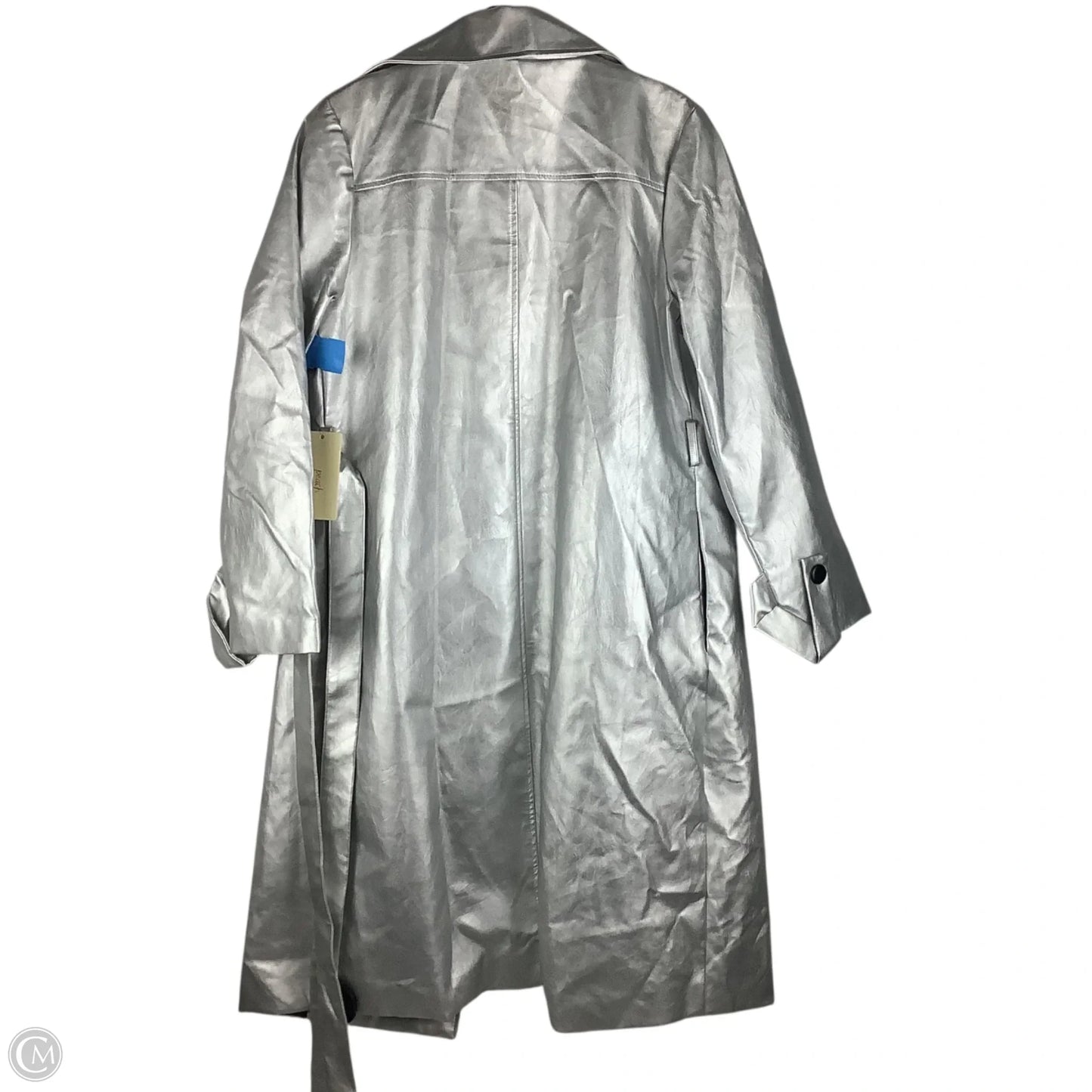 Coat Trench Coat By Peach In Silver, Size: S