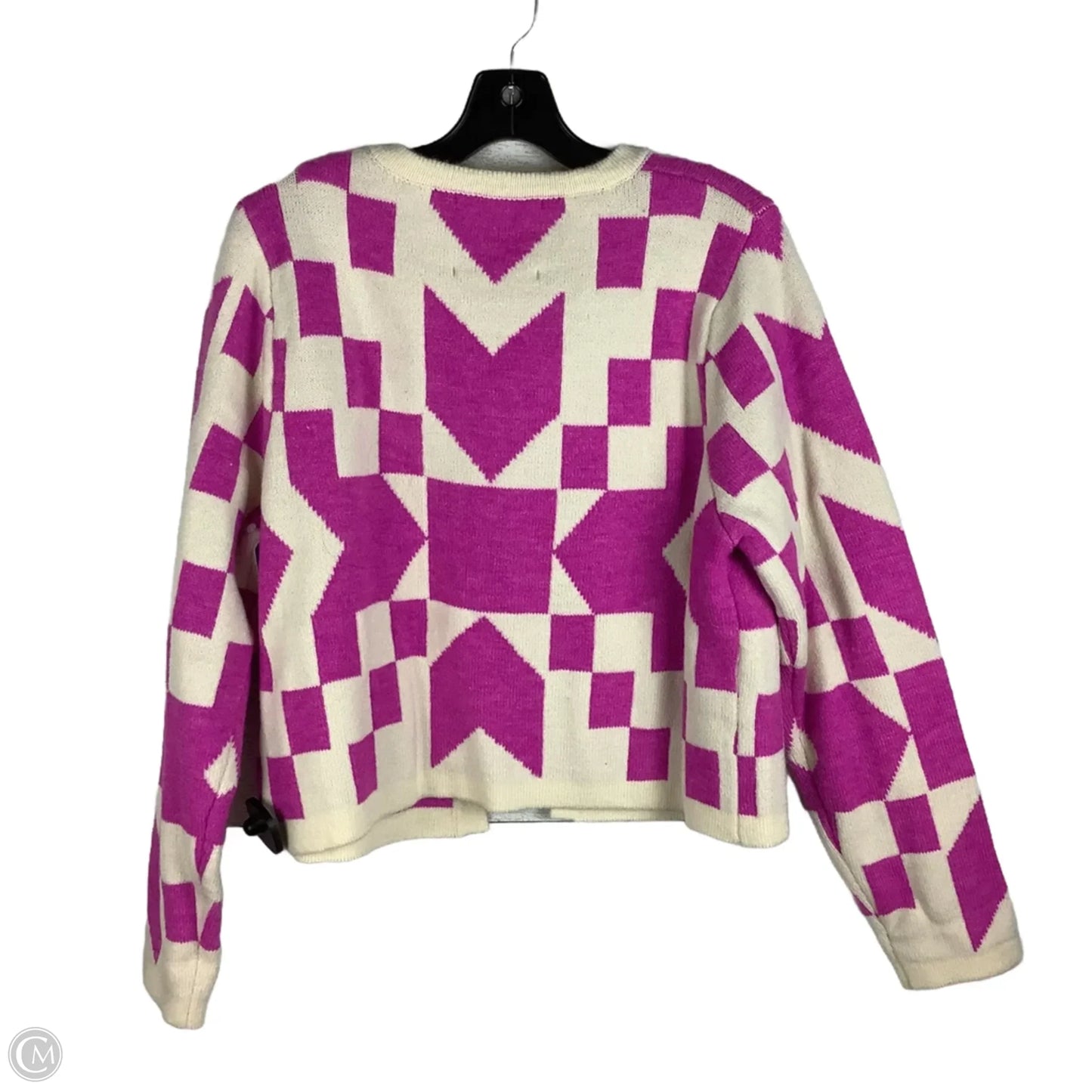 Sweater Cardigan By &merci In Cream & Purple, Size: M