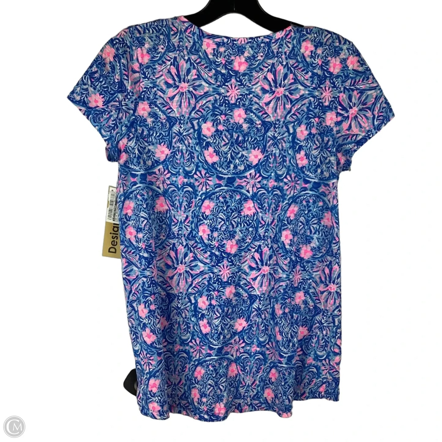 Top Short Sleeve Designer By Lilly Pulitzer In Blue & Pink, Size: Xs