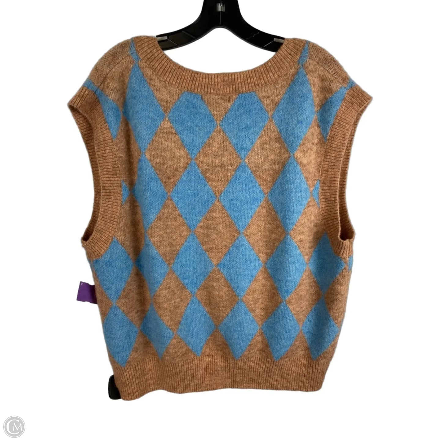 Vest Sweater By Ces Femme In Blue & Brown, Size: L