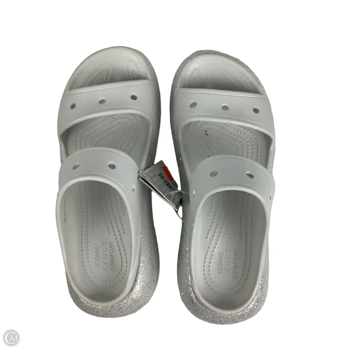 Sandals Flats By Crocs In Silver, Size: 9