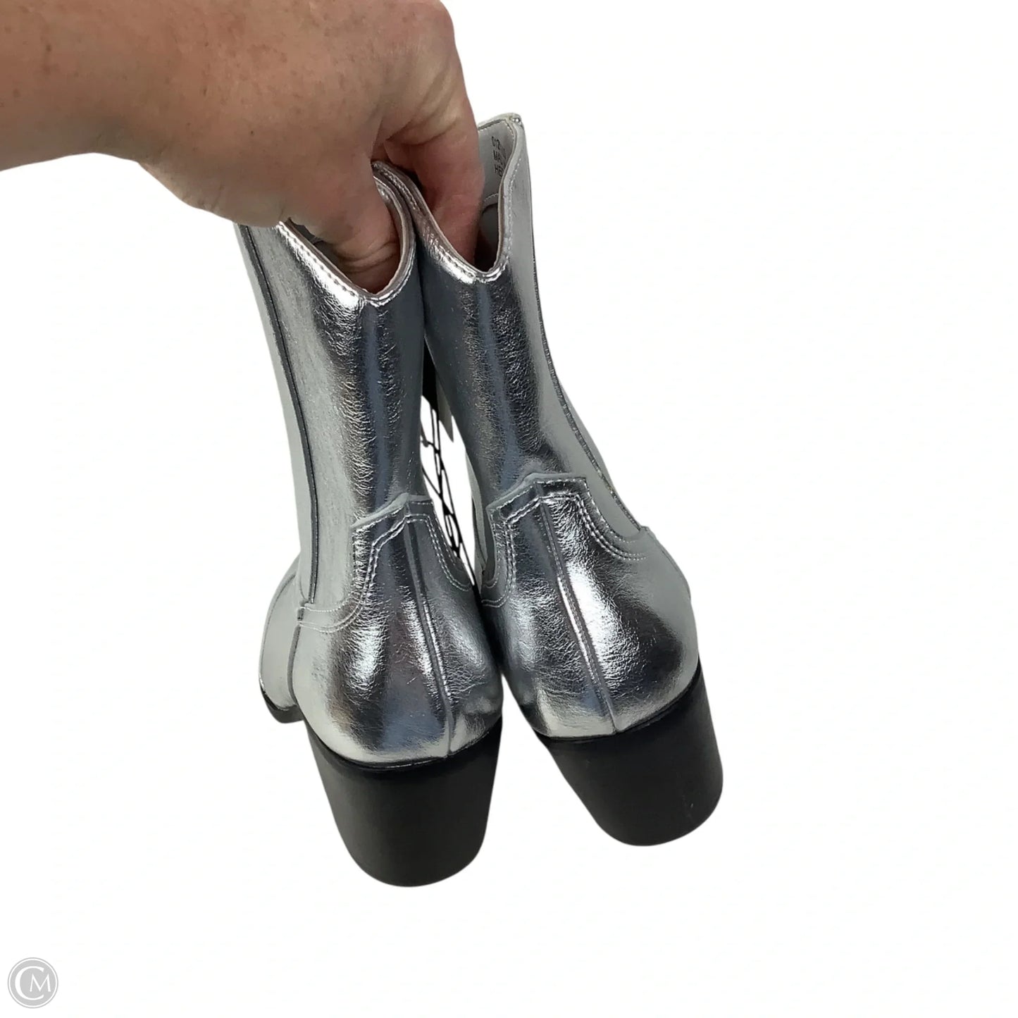 Boots Ankle Heels By Forever 21 In Silver, Size: 8