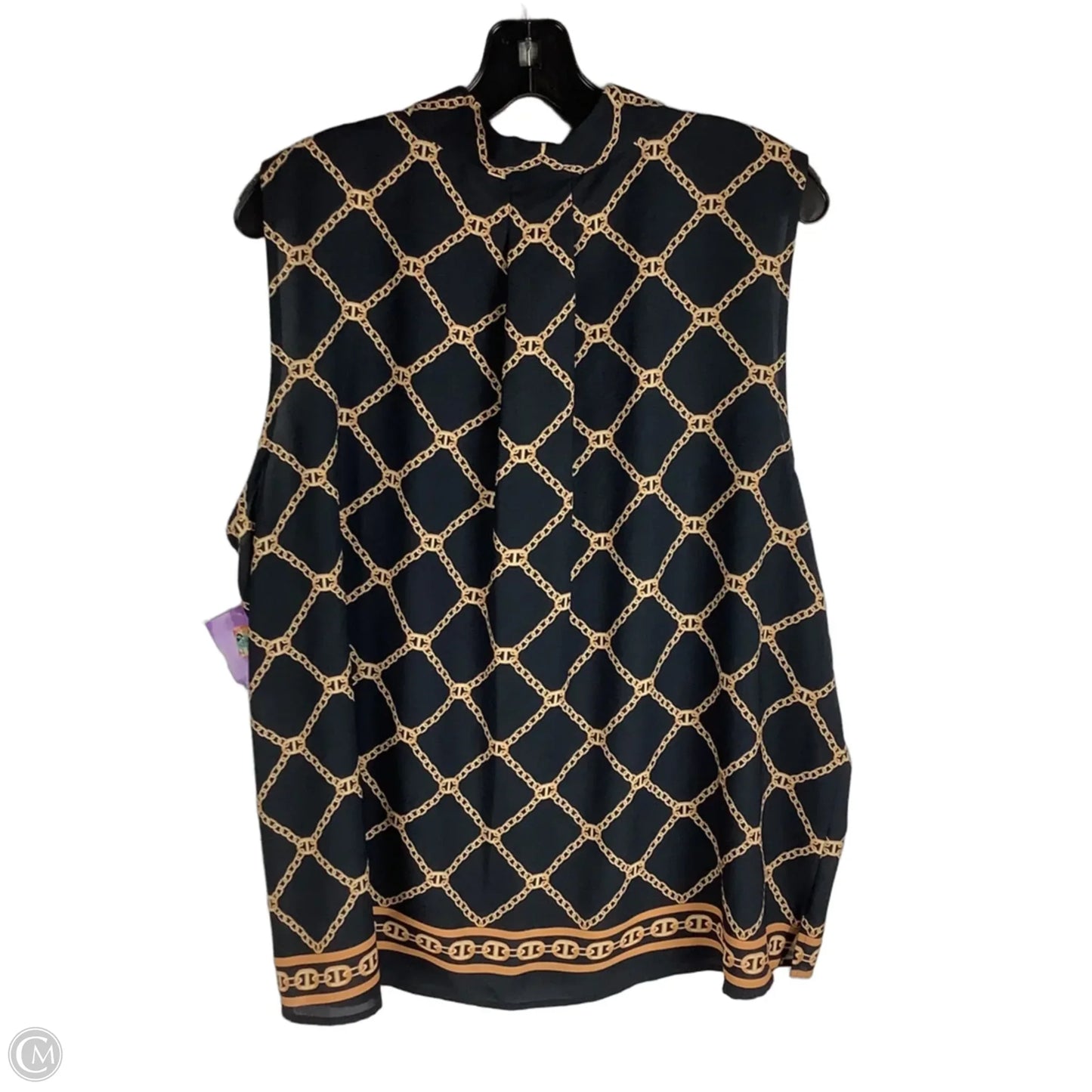 Top Sleeveless By Investments In Black & Gold, Size: 2x