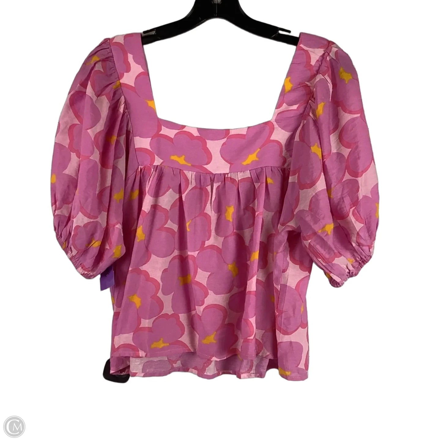 Top Short Sleeve By Vestique In Pink & Yellow, Size: L