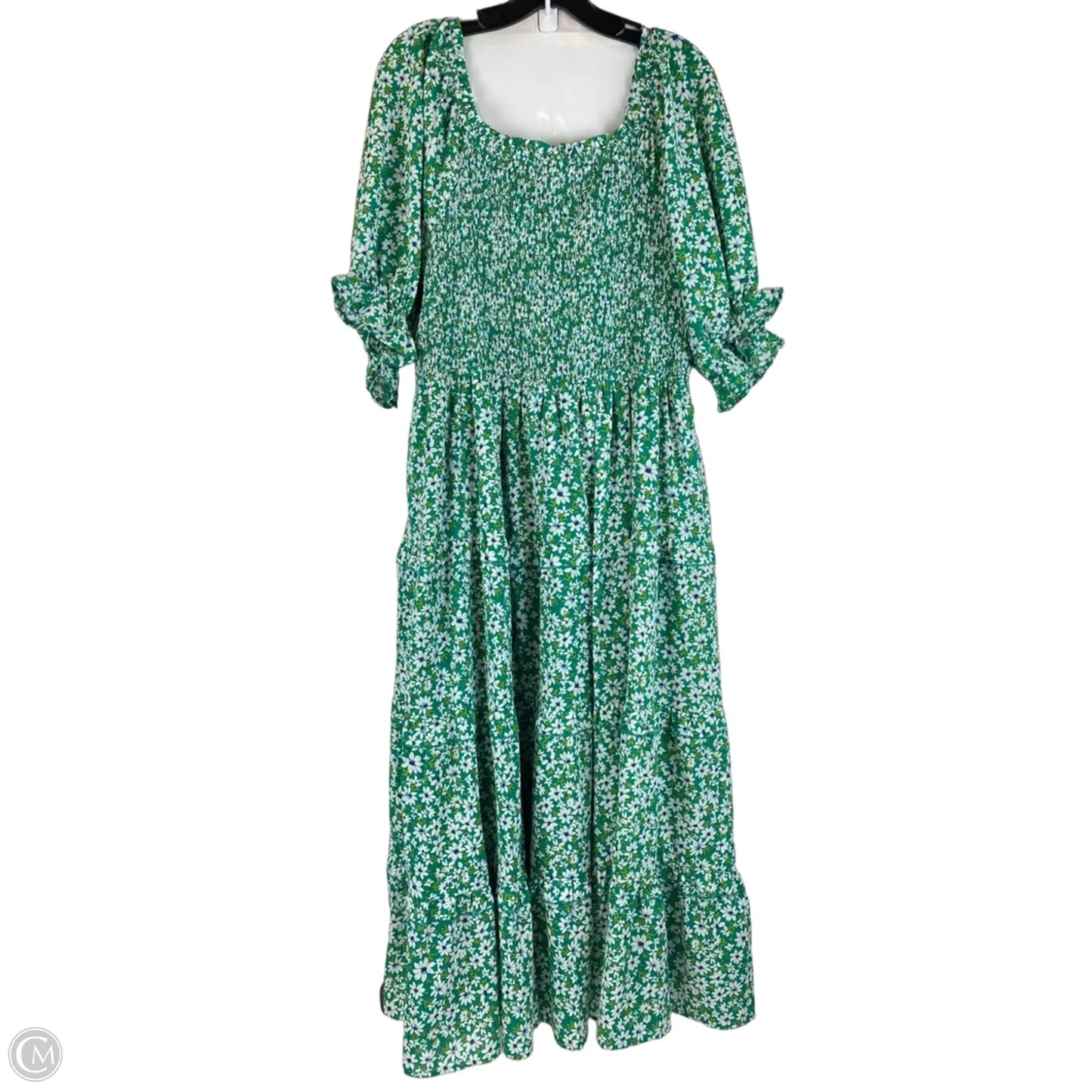 Dress Casual Maxi By Arula In Green & White, Size: 1x