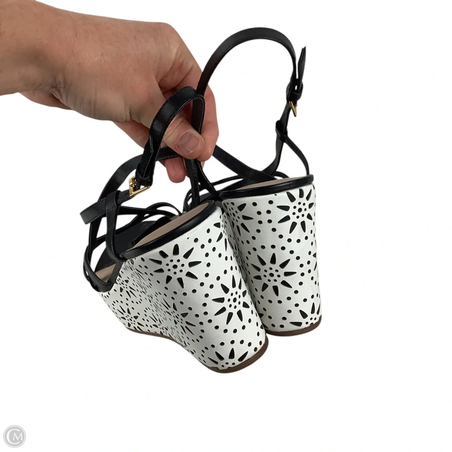 Sandals Designer By Kate Spade In Black & White, Size: 8