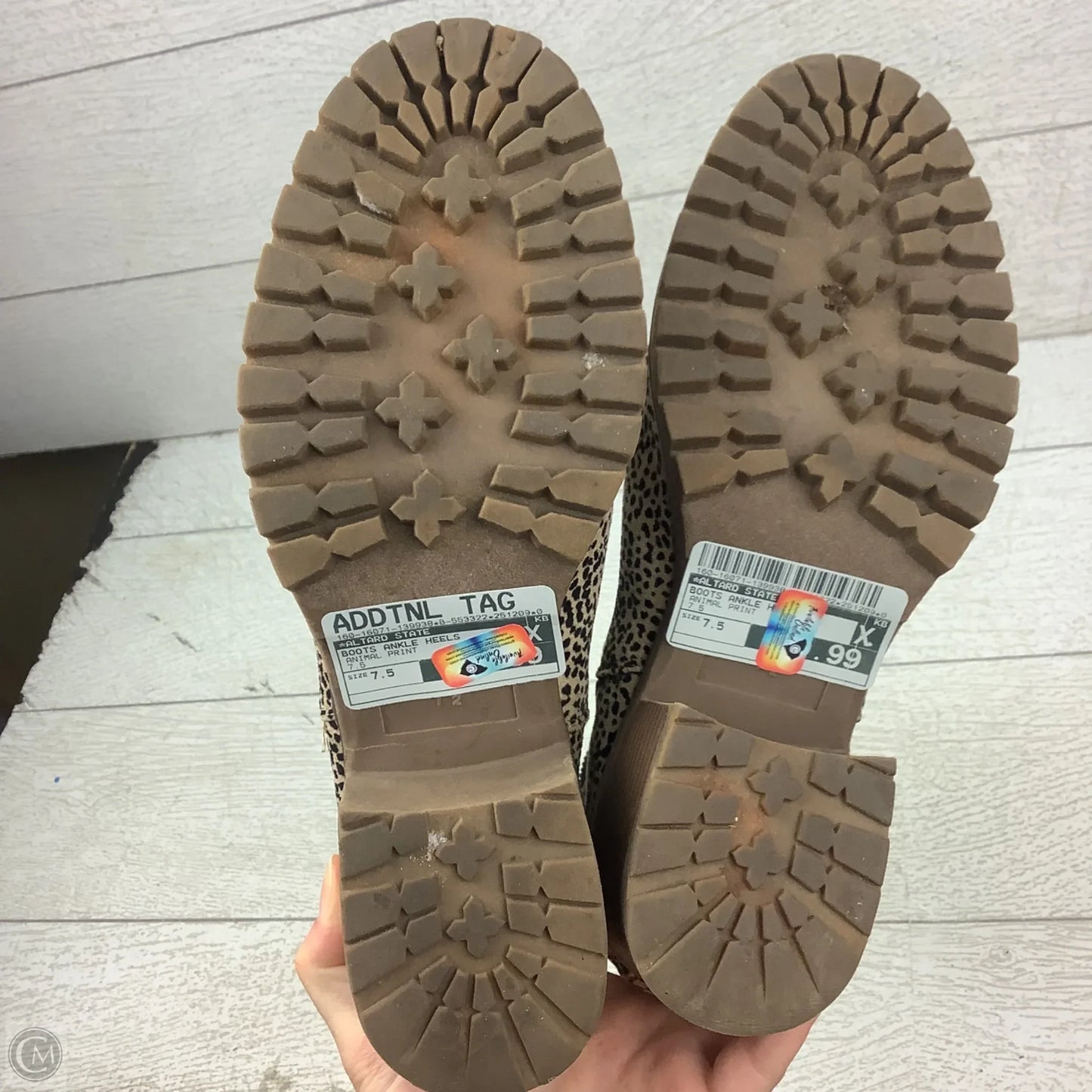 Boots Ankle Heels By Altard State In Animal Print, Size: 7.5