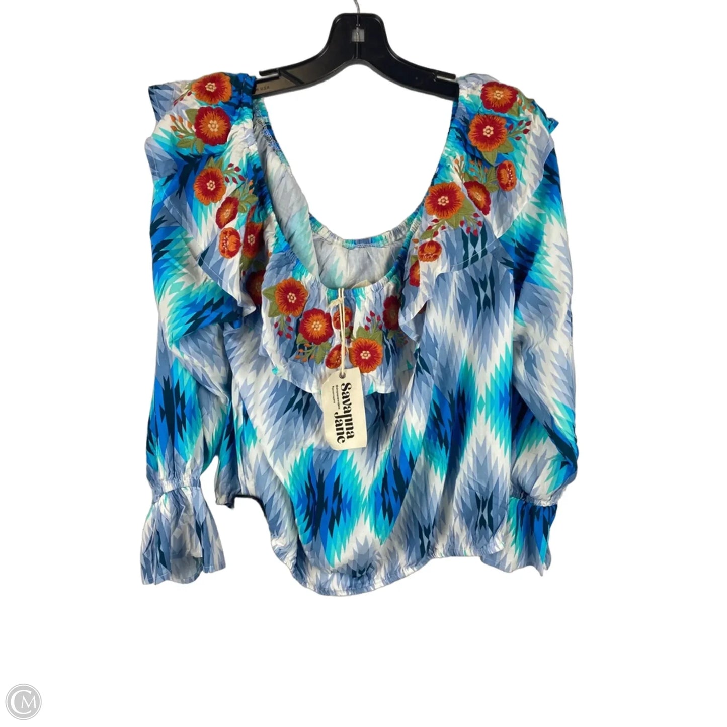 Top Long Sleeve By Savanna Jane In Floral Print, Size: 1x