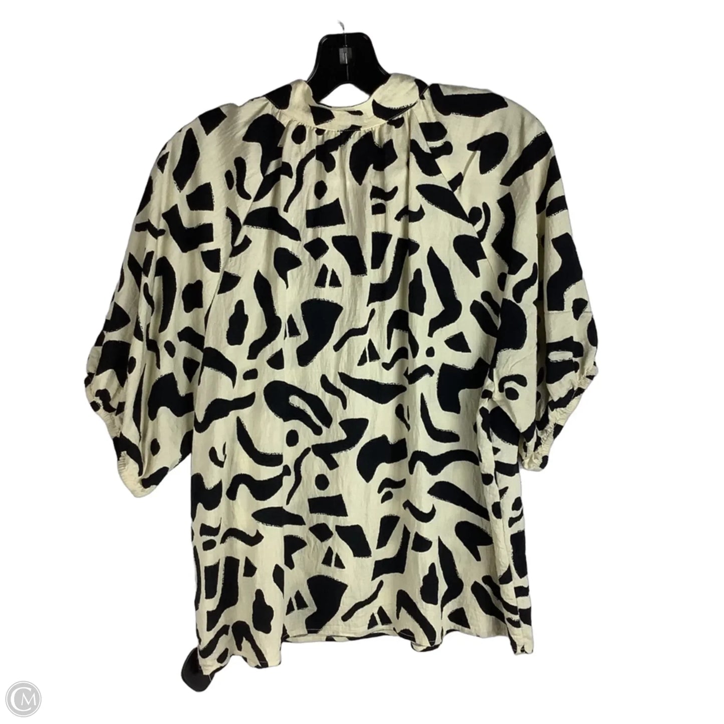Top Short Sleeve By Thml In Black & Cream, Size: Xl