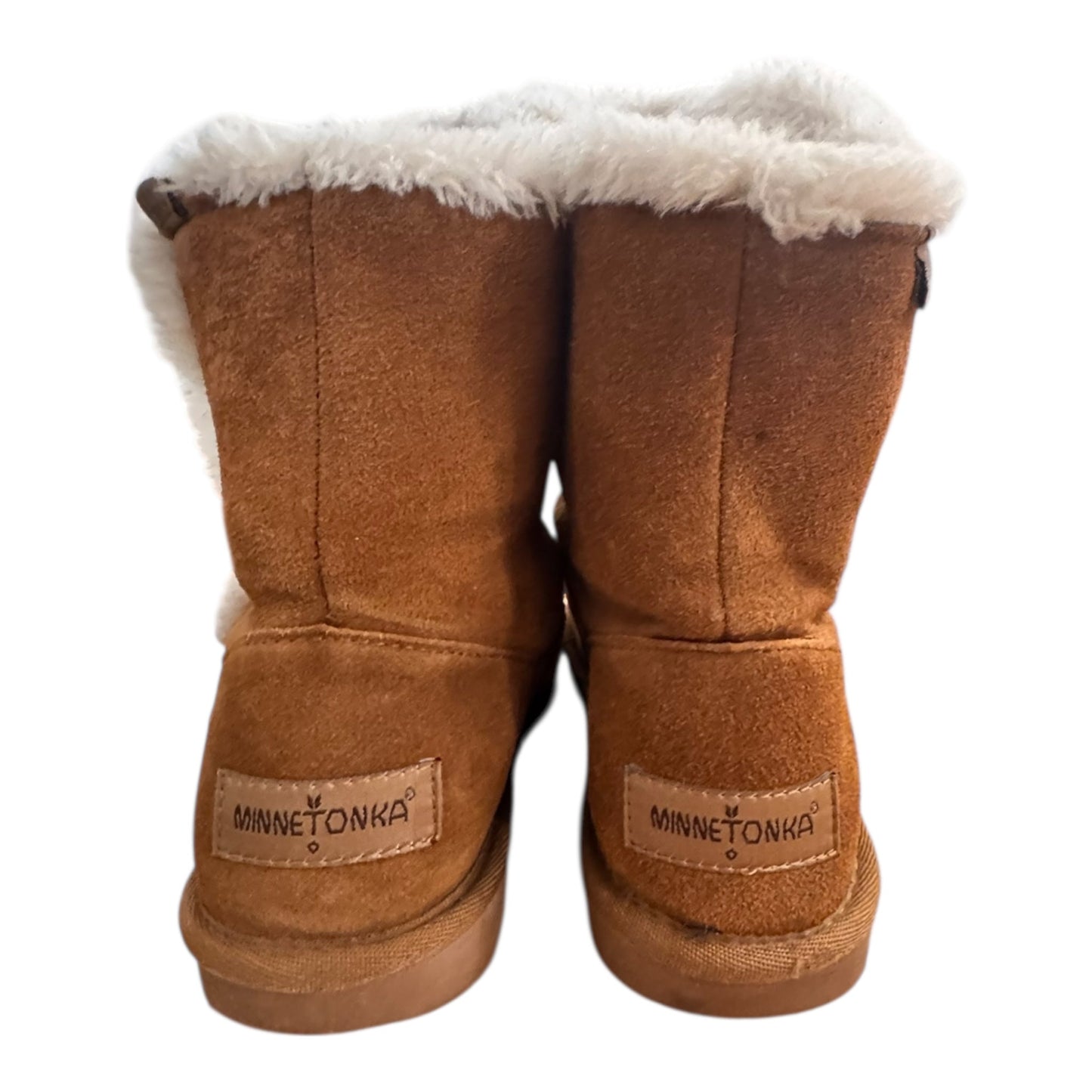 Boots Mid-Calf Flats By Minnetonka In Brown, Size:8