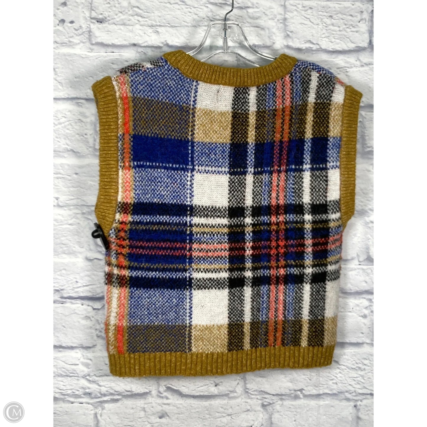 Vest Sweater By Maeve In Blue & Gold, Size: Xs