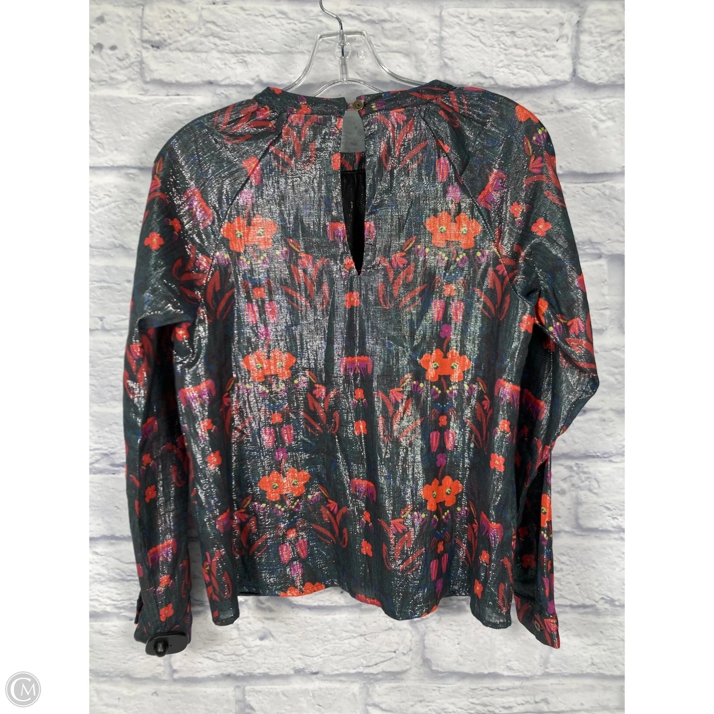 Top Long Sleeve By Anthropologie In Orange & Silver, Size: S