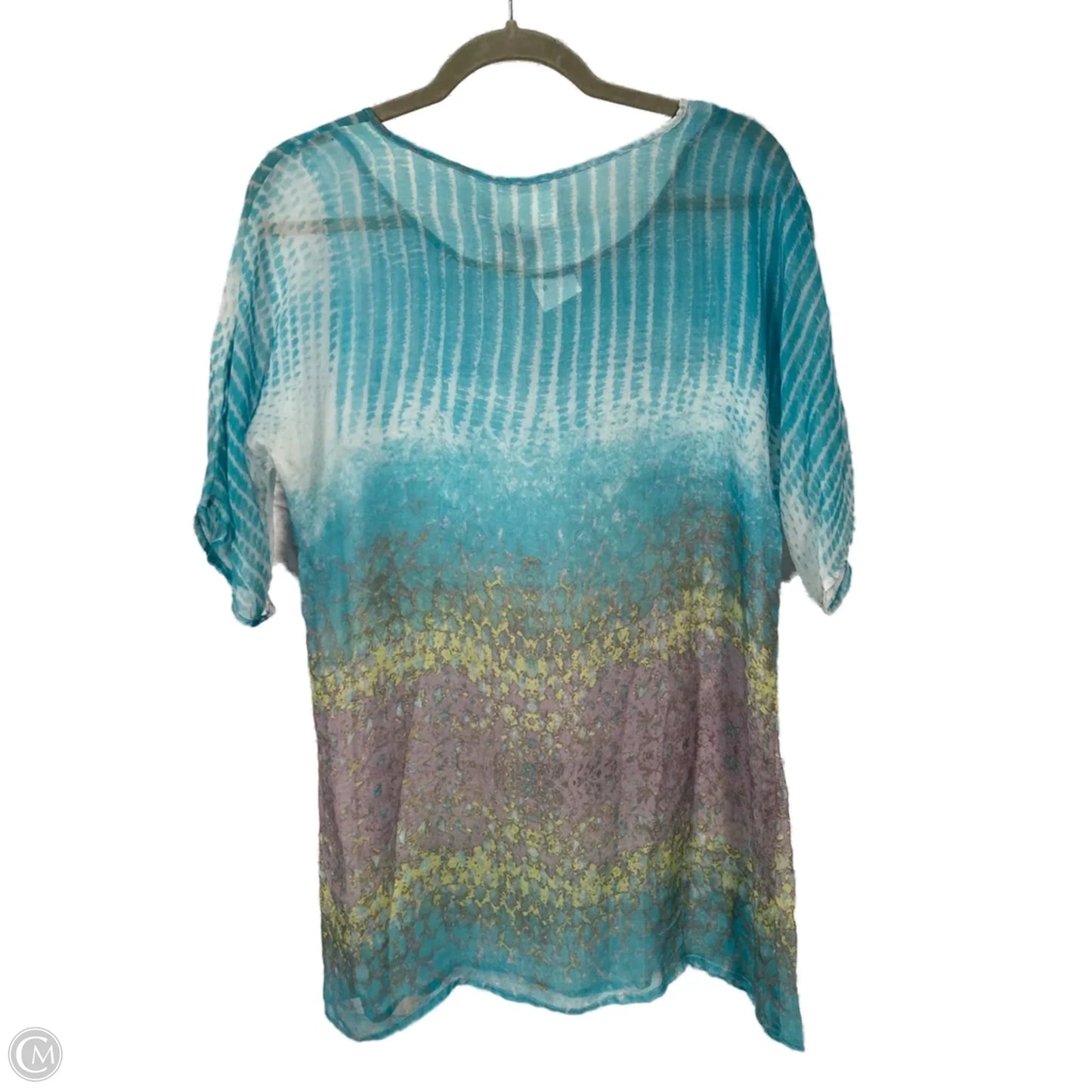 Blouse Short Sleeve By Johnny Was In Blue & Green, Size: S