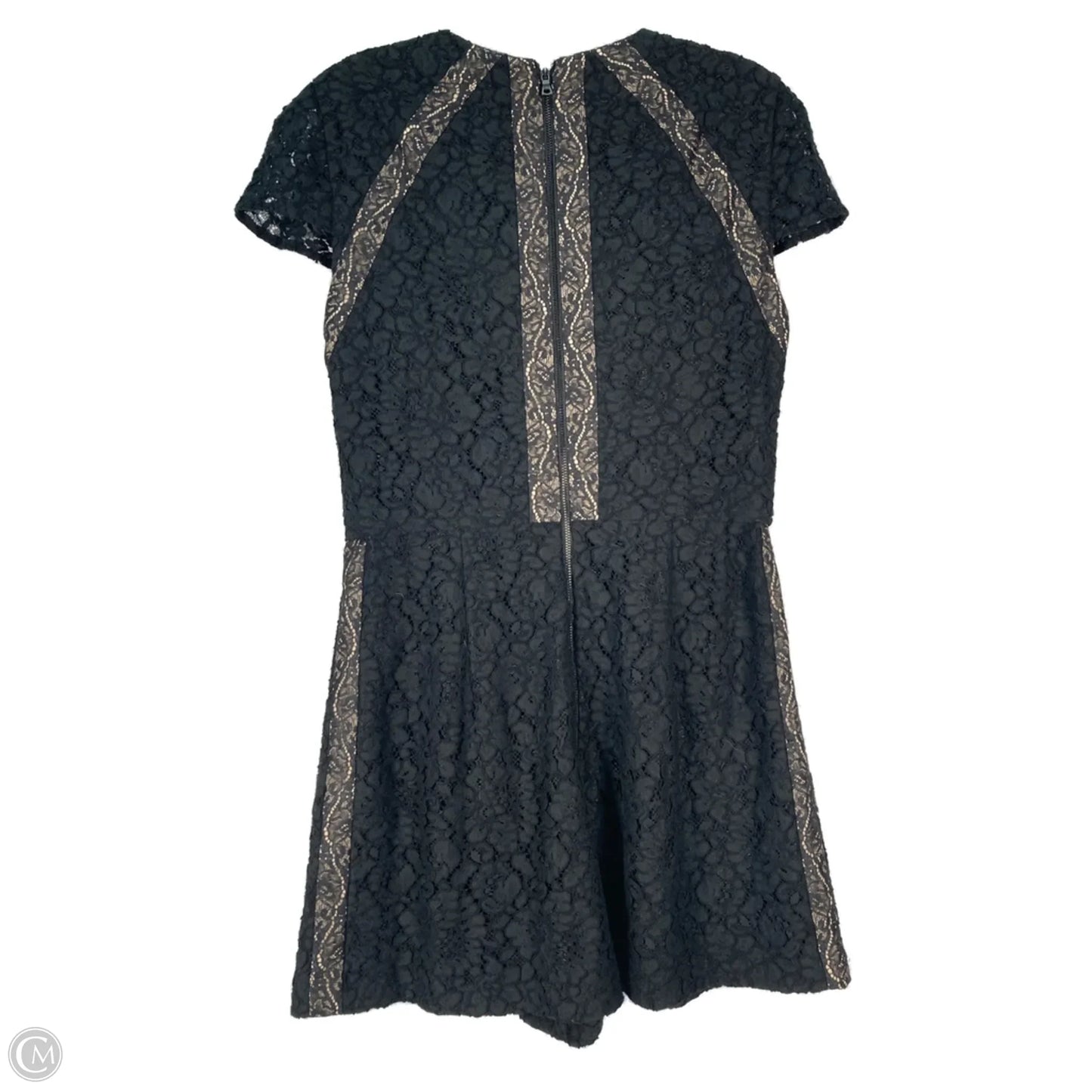 Romper Designer By Alice + Olivia In Black & Cream, Size: M