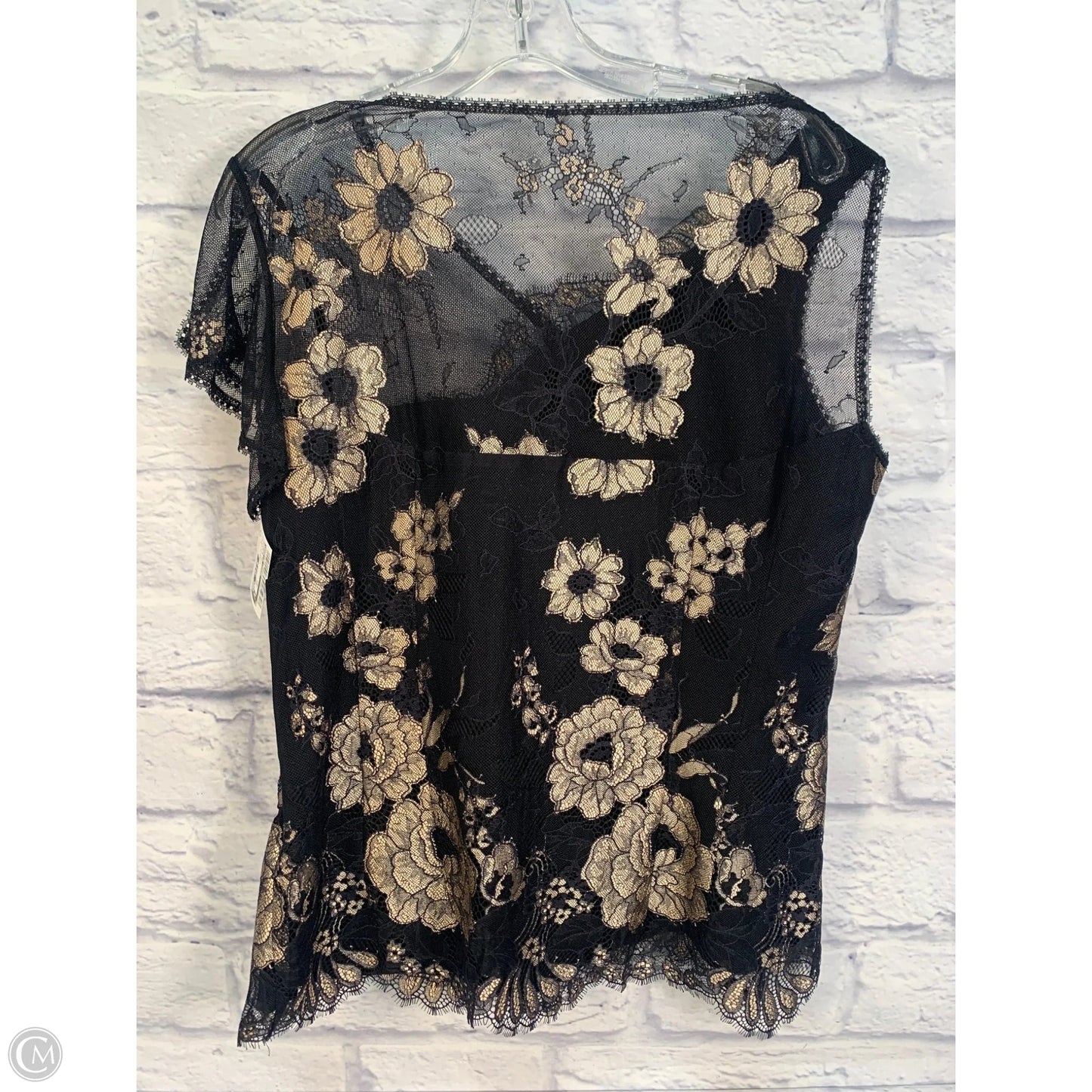 Blouse Short Sleeve By Nanette Lepore In Black & Cream, Size: L