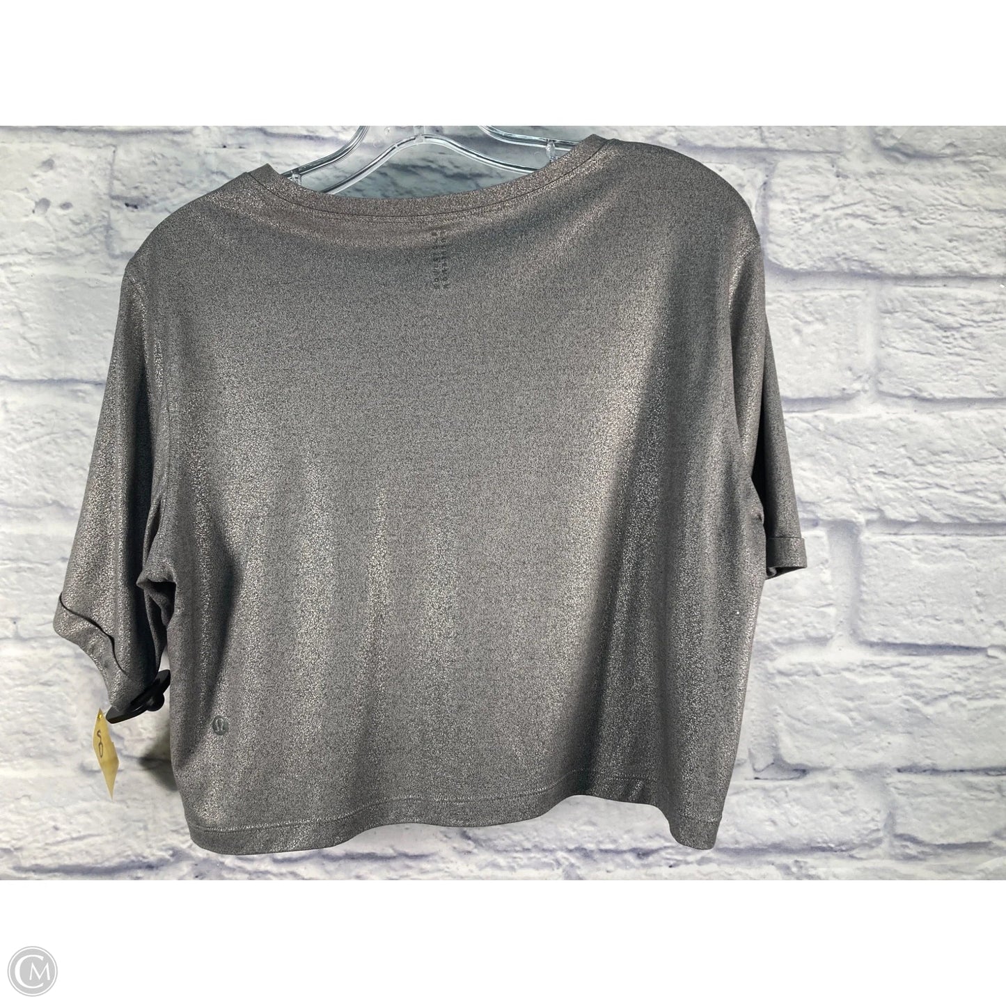 Athletic Top Short Sleeve By Lululemon In Silver, Size: M