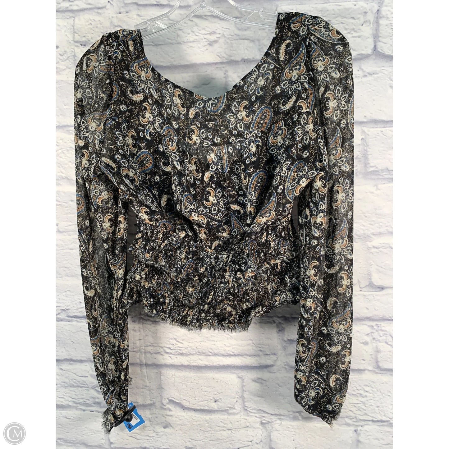 Blouse Long Sleeve By Free People In Blue & Brown, Size: Xs