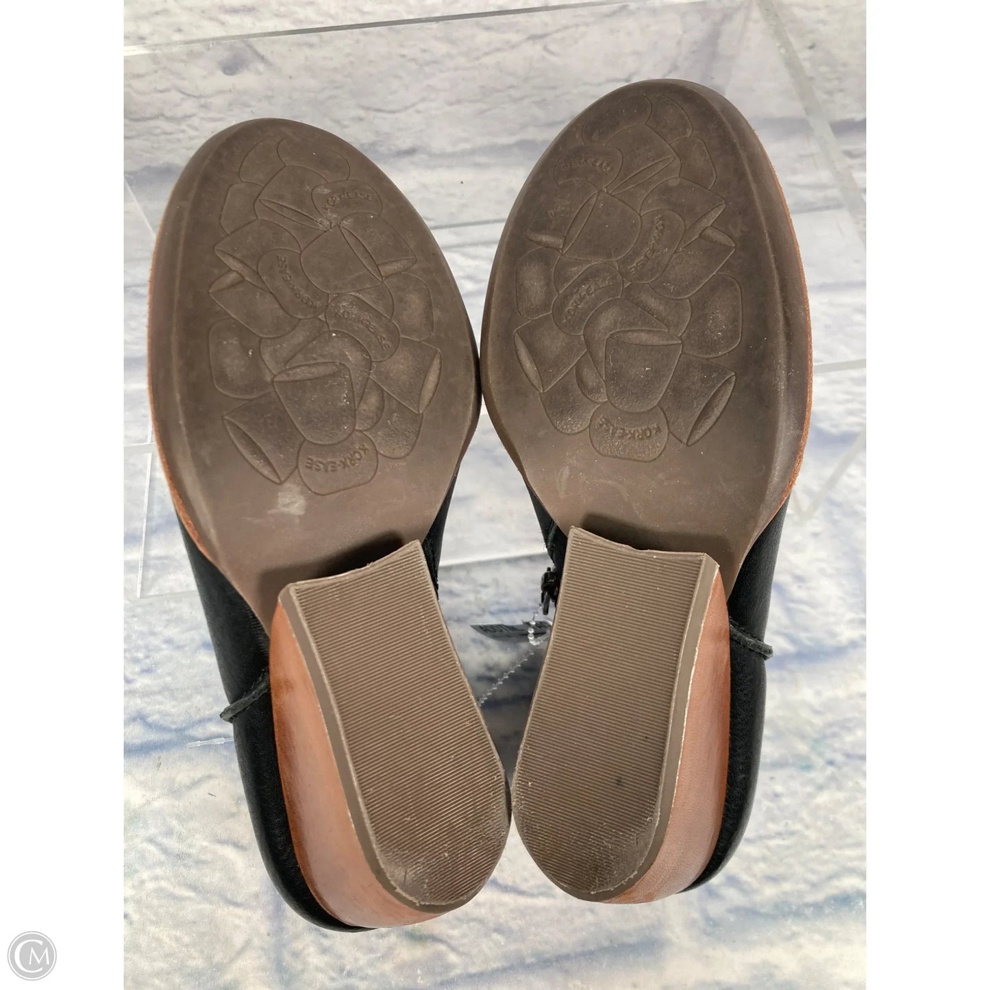 Boots Ankle Heels By Kork Ease In Black & Brown, Size: 6.5