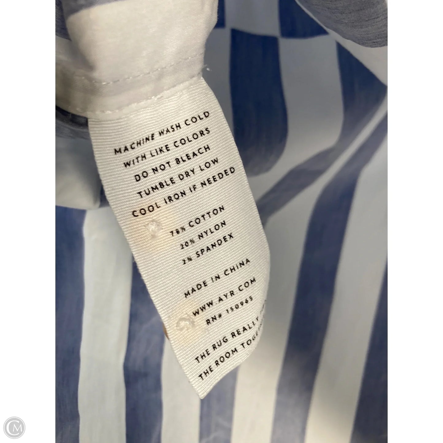 Top Long Sleeve By Clothes Mentor In Blue & White, Size: M