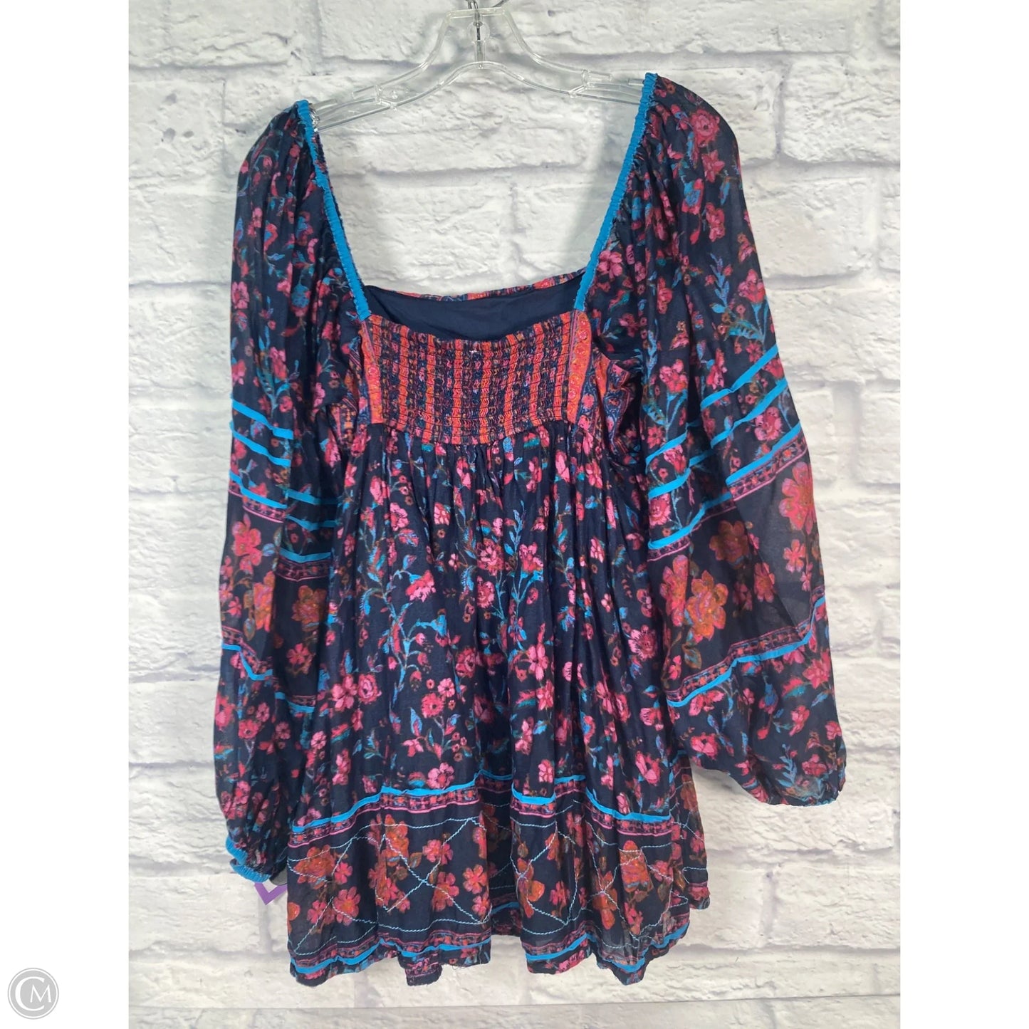 Tunic Long Sleeve By Free People In Blue & Pink, Size: M