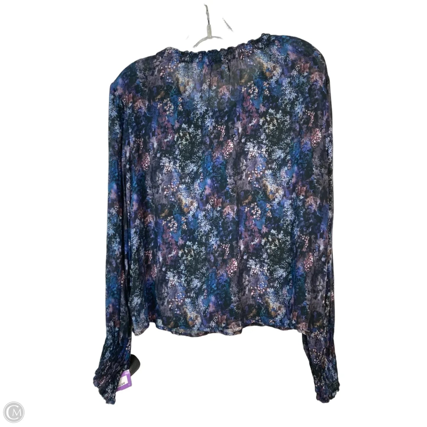 Top Long Sleeve By Cloth & Stone In Black & Blue, Size: M