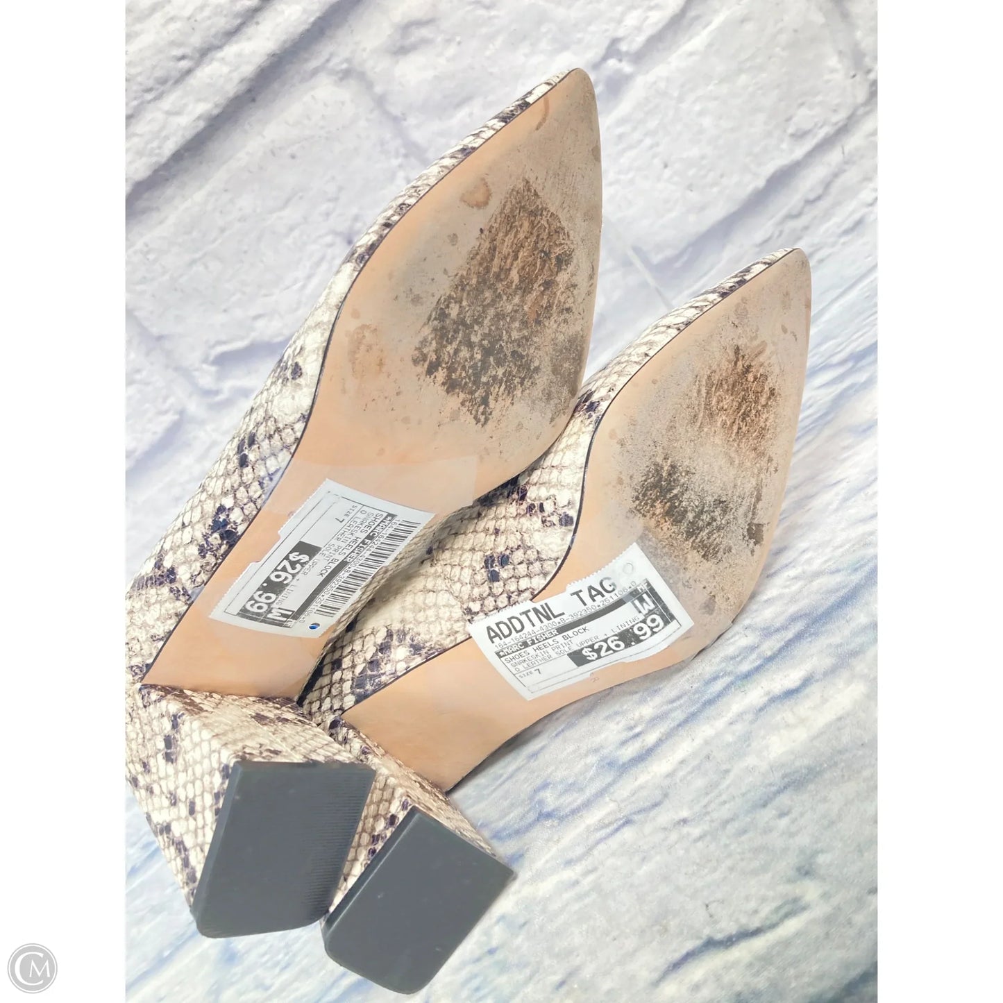 Shoes Heels Block By Marc Fisher In Snakeskin Print, Size: 7