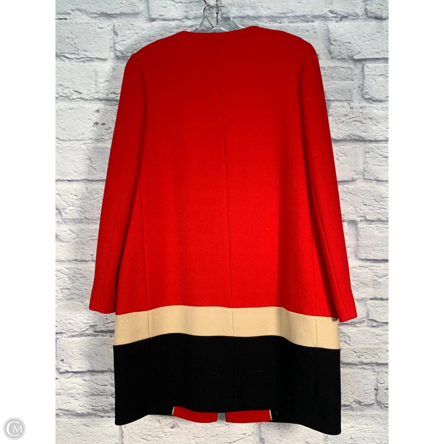 Coat Designer By Kate Spade In Red & Tan, Size: S