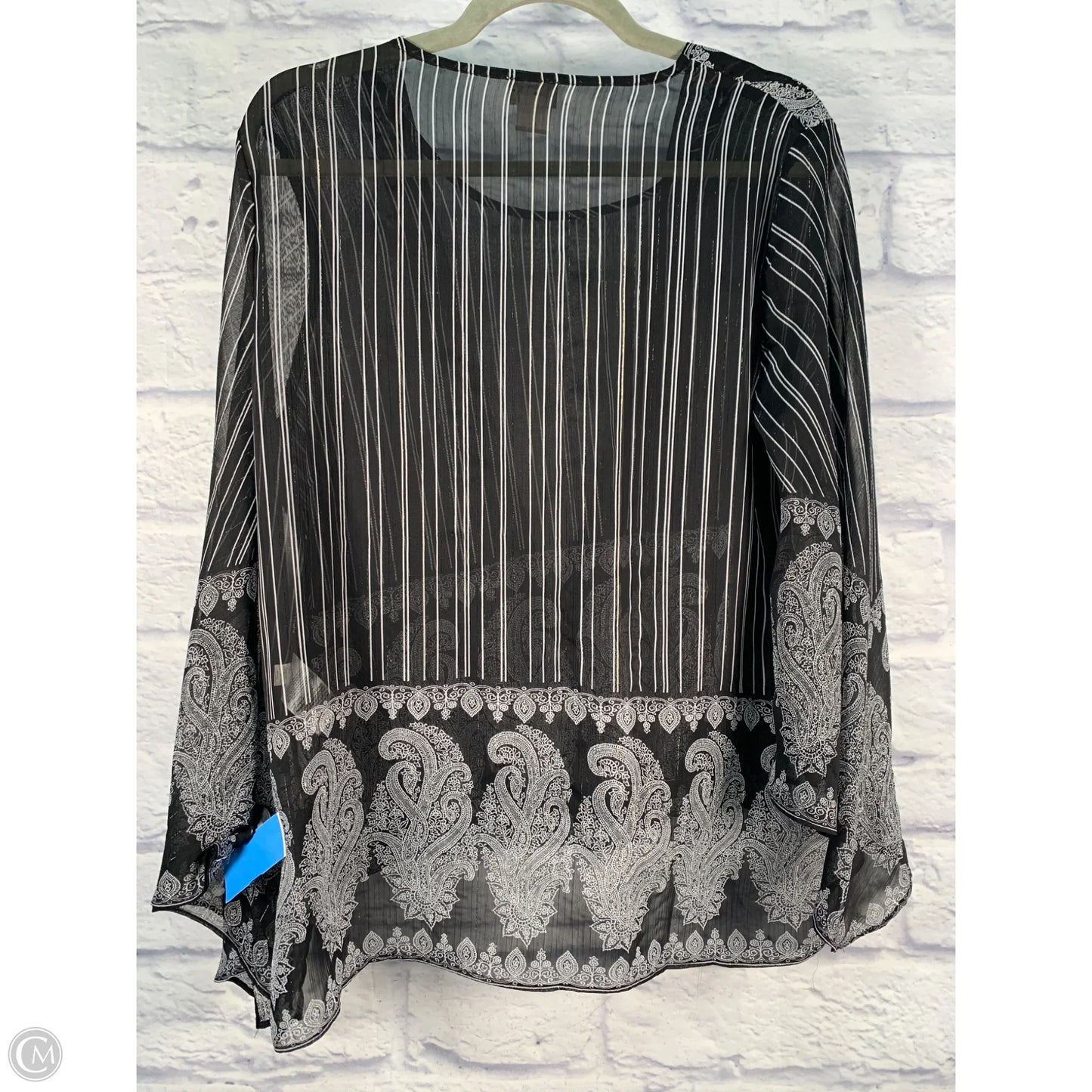 Blouse 3/4 Sleeve By Chicos In Black & White, Size: M