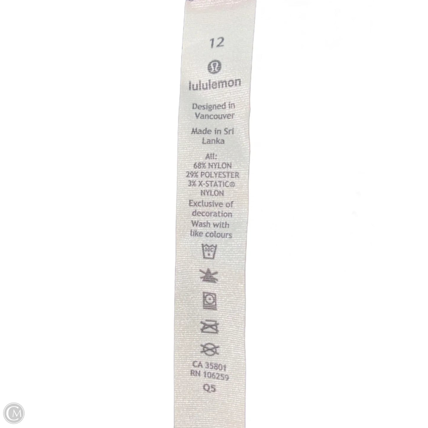 Athletic Tank Top By Lululemon In Black, Size: L