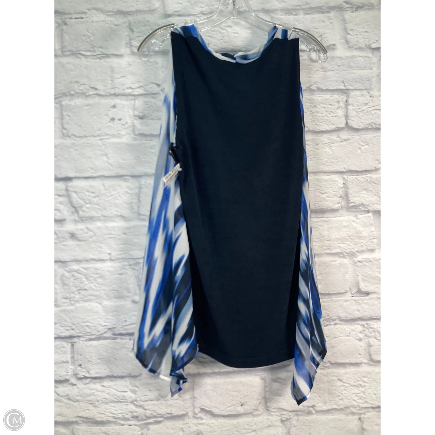 Vest Faux Fur & Sherpa By Chicos In Blue & White, Size: M